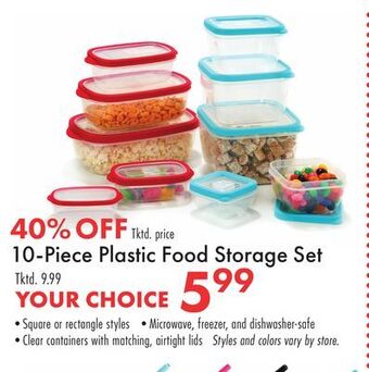 Boscov's 10-piece plastic food storage set offer