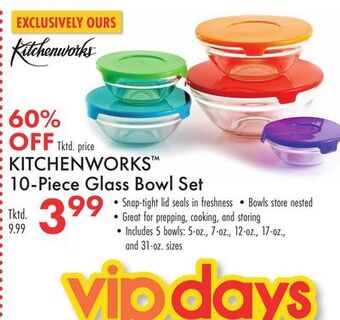 Boscov's Kitchenworks 10-piece glass bowl set offer