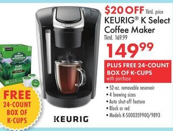 Boscov's Keurig k select coffee maker offer
