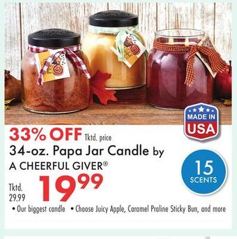 Boscov's 34-oz. papa jar candle by a cheerful giver offer