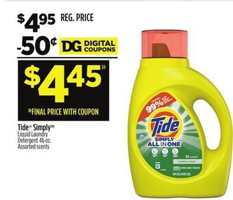 Dollar General Tide simply tm liquid laundry detergent offer