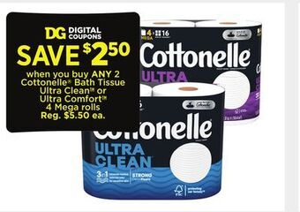 Dollar General Cottonelle bath tissue ultra clean or ultra comfort offer