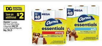 Dollar General Charmin essentials bath tissue soft or strong offer