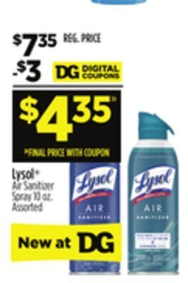 Dollar General Lysol air sanitizer spray offer