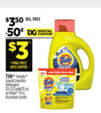 Dollar General Tide liquid laundry detergent offer