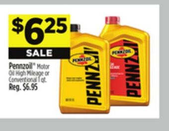 Dollar General Pennzoil motor oil high mileage or conventional 1 offer