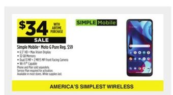 Dollar General Simple mobile moto g pure offer