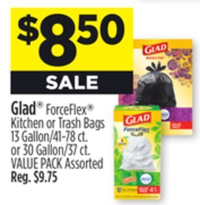 Dollar General Glad forceflex kitchen or trash bags offer