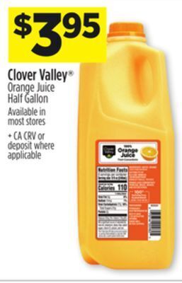 Dollar General Clover valley orange juice offer