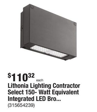 The Home Depot Lithonia lighting contractor select 150- watt equivalent integrated led bronze wall pack light, 4000k offer
