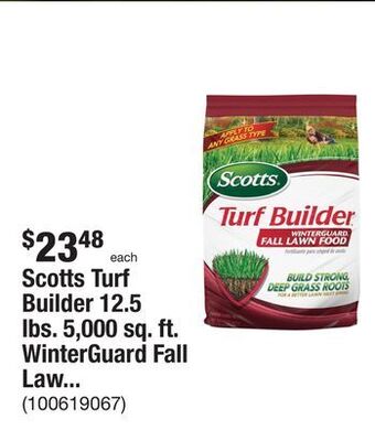 The Home Depot Scotts turf builder 12.5 lbs. 5,000 sq. ft. winterguard fall lawn fertilizer for all grass types offer