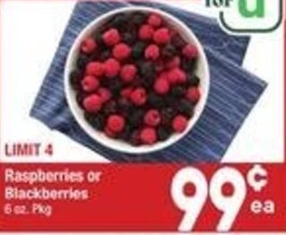 Albertsons Raspberries or Blackberries 6 oz Pkg offer