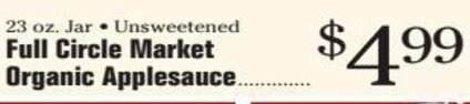 Morton Williams Full Circle Market Organic Applesauce offer
