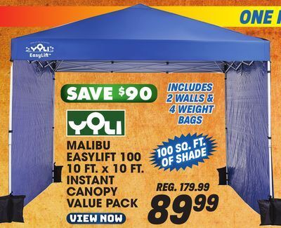 Big 5 Yoli malibu easylift 100 10' x 10' straight leg instant canopy value pack offer