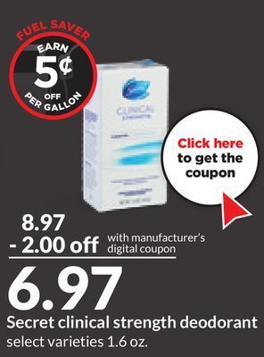 Hy-Vee Secret clinical strength deodorant offer