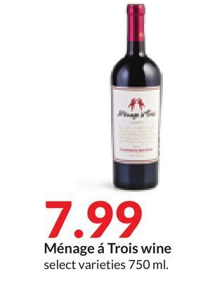 Hy-Vee Ménage á trois wine offer