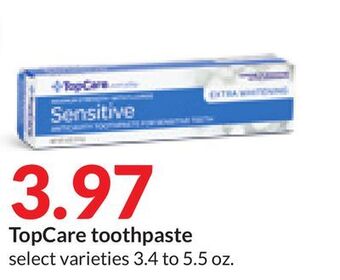 Hy-Vee Topcare toothpaste offer