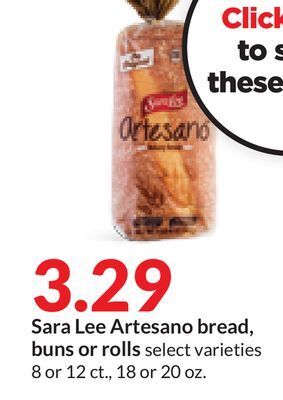 Hy-Vee Sara lee artesano bread, buns or rolls offer