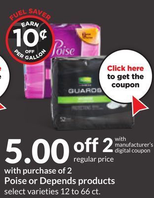 Hy-Vee Poise or depends products offer