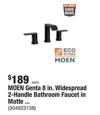The Home Depot Moen genta 8 in. widespread 2-handle bathroom faucet in matte black(valve included) offer