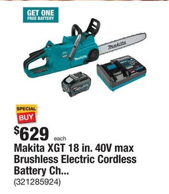 The Home Depot Makita xgt 18 in. 40v max brushless electric cordless battery chainsaw kit (5.0ah) offer
