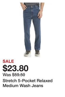 Belk Stretch 5-pocket relaxed medium wash jeans offer