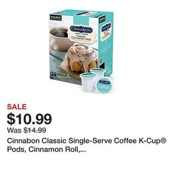 Office Depot Cinnabon classic single-serve coffee k-cup pods, cinnamon roll, carton of 24 offer