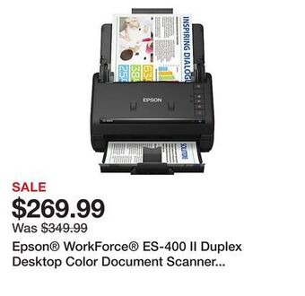 Office Depot Epson workforce es-400 ii duplex desktop color document scanner with auto document feeder offer