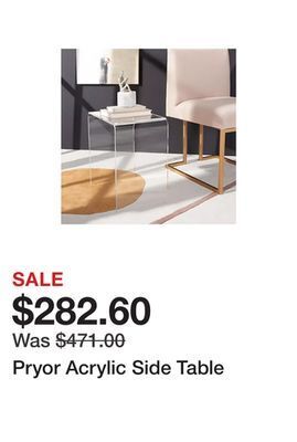 Belk Pryor acrylic side table offer