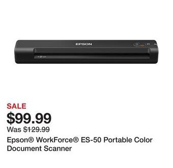 Office Depot Epson workforce es-50 portable color document scanner offer