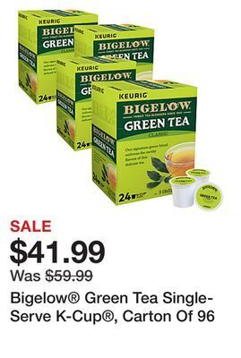 Office Depot Bigelow green tea single-serve k-cup , carton of 96 offer