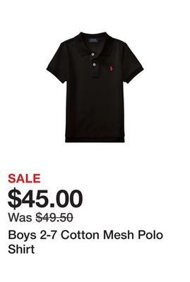 Belk Boys 2-7 cotton mesh polo shirt offer