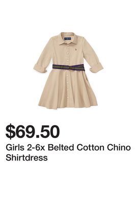 Belk Girls 2-6x belted cotton chino shirtdress offer