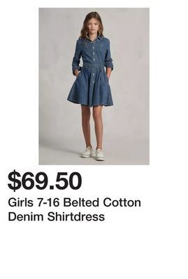 Belk Girls 7-16 belted cotton denim shirtdress offer