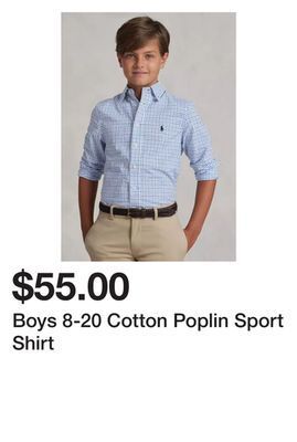 Belk Boys 8-20 cotton poplin sport shirt offer