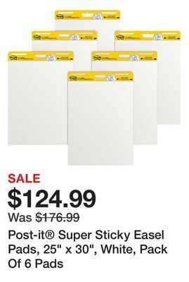Office Depot Post-it super sticky easel pads, 25 x 30, white, pack of 6 pads offer