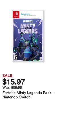 Game Stop Fortnite minty legends pack - nintendo switch offer