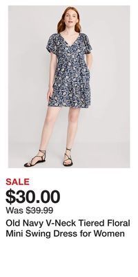 Old Navy Old navy v-neck tiered floral mini swing dress for women offer