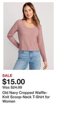 Old Navy Old navy cropped waffle-knit scoop-neck t-shirt for women offer