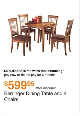 Ashley Furniture Berringer dining table and 4 chairs offer