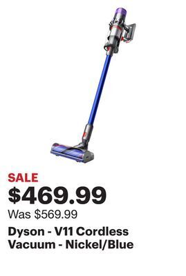 Best Buy Dyson - v11 cordless vacuum - nickel/blue offer