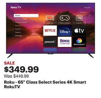 Best Buy Roku - 65 class select series 4k smart rokutv offer