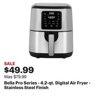 Best Buy Bella pro series - 4.2-qt. digital air fryer - stainless steel finish offer
