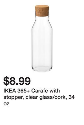 Ikea Ikea 365+ carafe with stopper, clear glass/cork, 34 oz offer