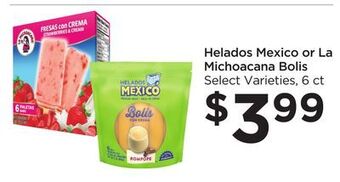Food 4 Less Helados mexico or la michoacana bolis offer