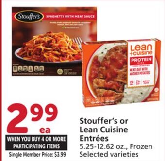 Vons Stouffer's or lean cuisine entrées offer