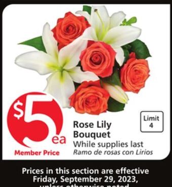 Vons Rose lily bouquet offer