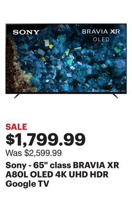 Best Buy Sony - 65 class bravia xr a80l oled 4k uhd hdr google tv offer