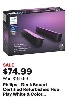 Best Buy Philips - geek squad certified refurbished hue play white & color ambiance smart led bar light (2-pack) - multicolor offer