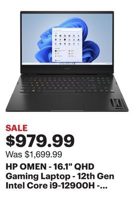 Best Buy Hp omen - 16.1 qhd gaming laptop - 12th gen intel core i9-12900h - 16gb memory - nvidia geforce rtx 3060 laptop gpu - 1tb ssd offer